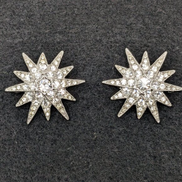 Kenneth Lane 1960s Starburst Pins Scatter Brooch 2 pc Silver Tone Signed Jewelry - Picture 1 of 11